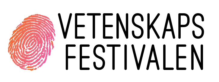 The logo for the Science Festival: a fingerprint and the words "Vetenskapsfestivalen".