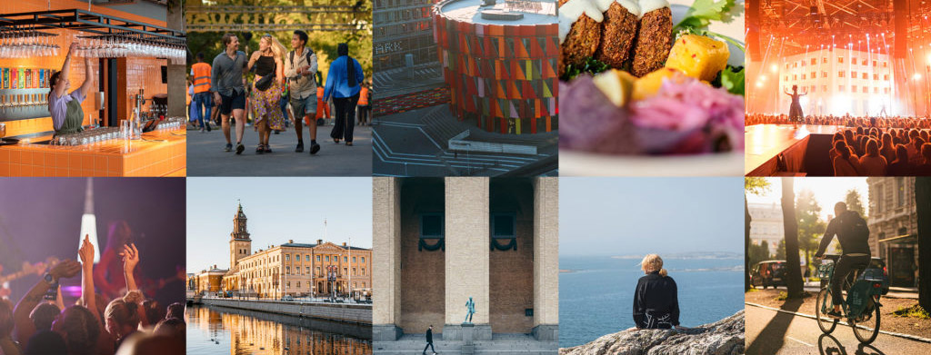 A grid with Gothenburg images representing some of the images in the Image Bank from Göteborg & Co