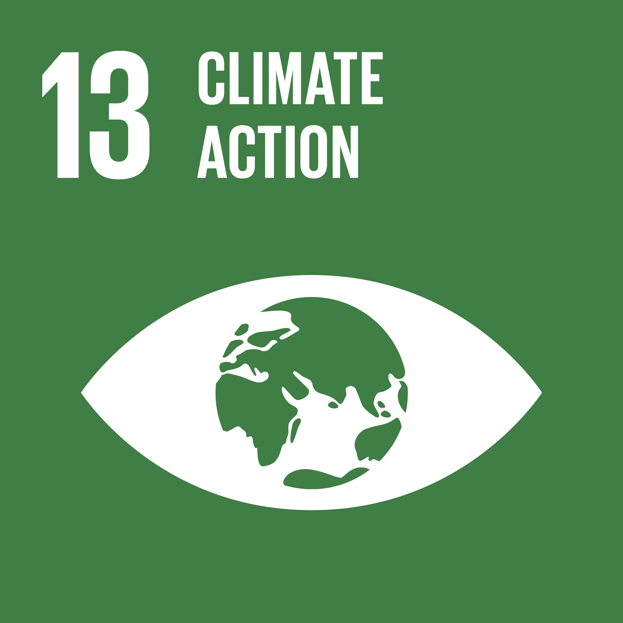 Green icon for Goal 13 of the 17 global goals, Climate action.