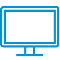 Tvådimensionell, ljusblå illustration av en datorskärm