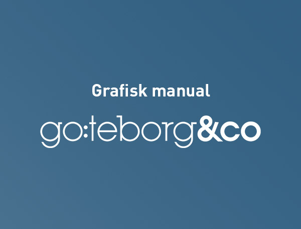 Mörkblå färgplatta med vit text på: Grafisk Manual Göteborg & Co