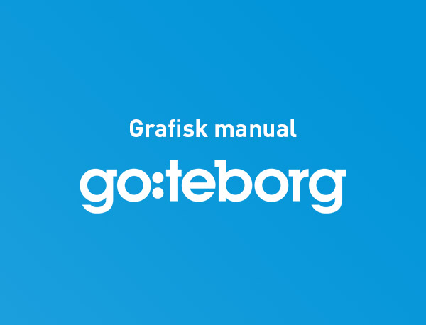 Ljusblå färgplatta med vit text på: Grafisk Manual Göteborg 