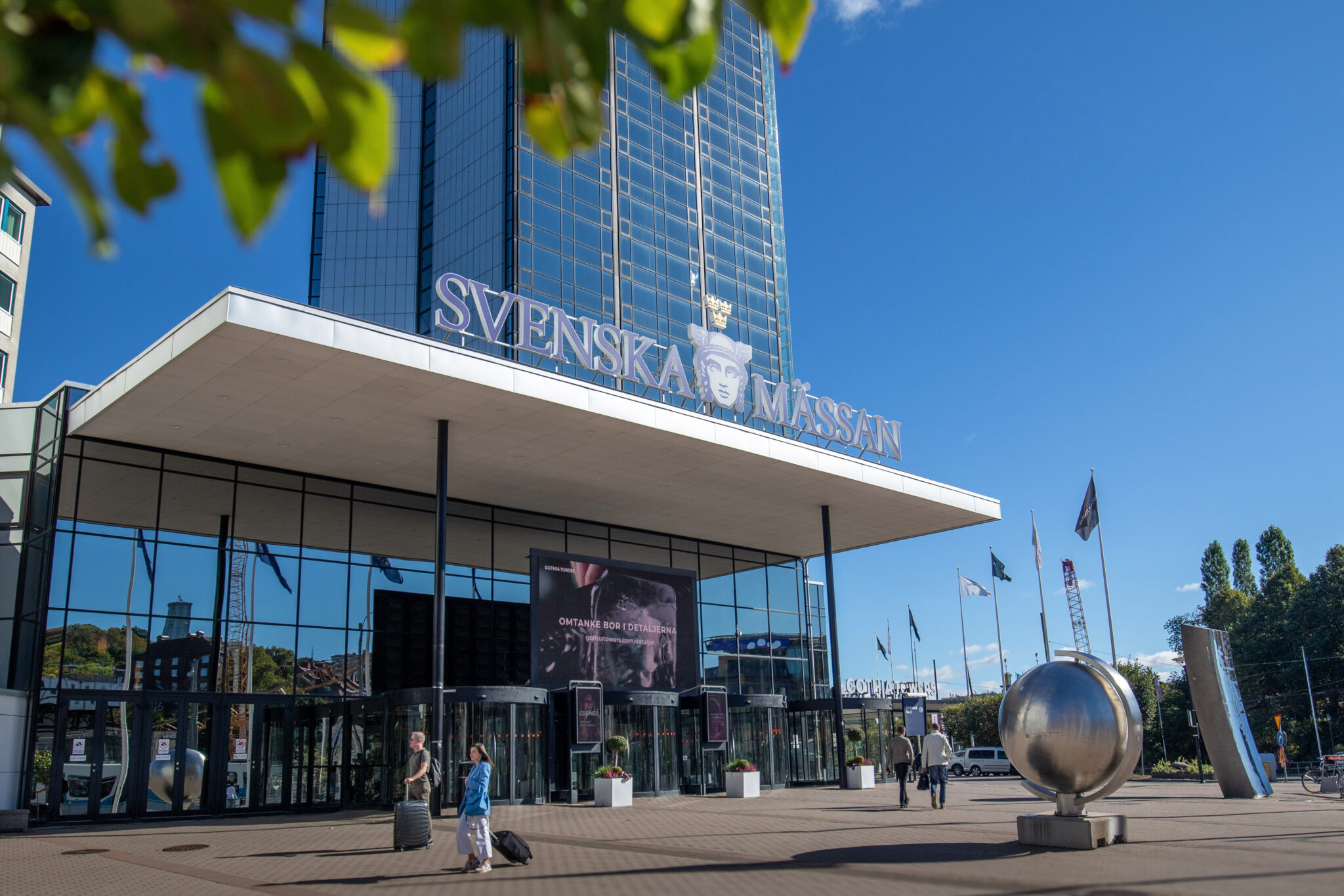 Photo of the main entrance to the Swedish Exhibition and Congress Centre. 